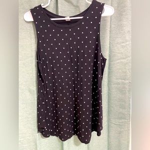 Luxe Scoop-Neck Tank - Women's Size Large Black white pocka dotted